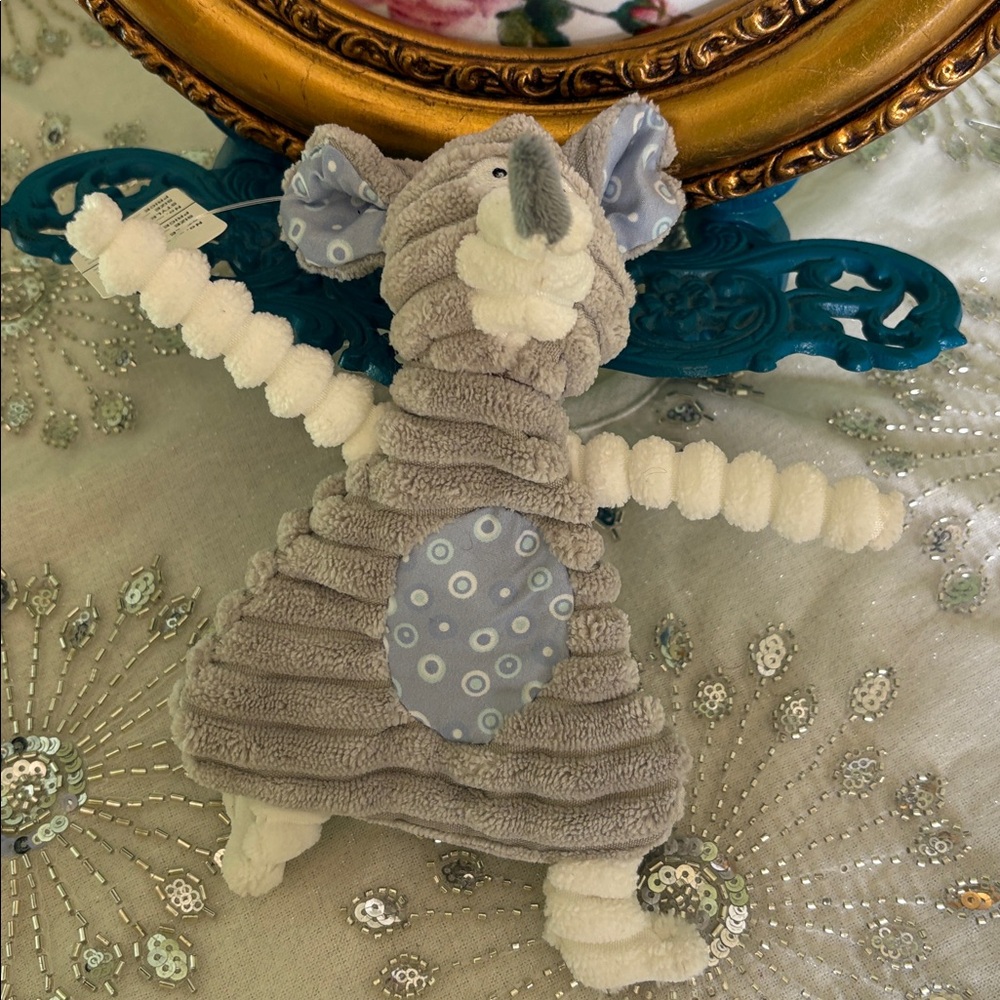 Gray and White Elephant Plush Toy